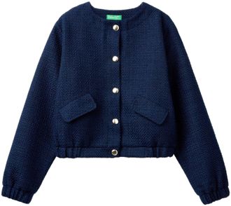 Benetton Bomberjacke, Damen, Gr. 38, blau (marineblau), Web, Obermaterial: 100% Polyester. Futter: 80% Polyester, 20% Baumwolle, UNITED COLORS OF BENETTON, uni