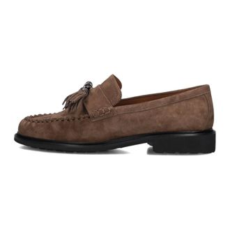 Stefano Lauran Schoenen, Dames, Bruin, 39 1/2 EU, Su&egrave;de, Taupe Su&egrave;de Loafers Pe 2013 Stijl
