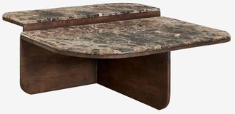 Sklum Mesa De Centro 90x90 Cm En Piedra Natural Y Madera De Mango Clotsh Sklum