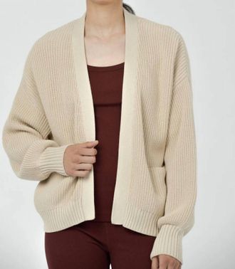 Paper Label Mali Open Cardigan In Vintage Oat