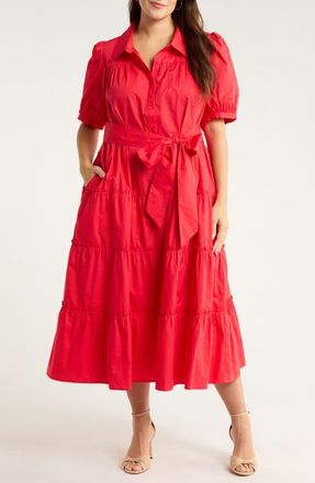 Sugarlips Blate Short Sleeve Shirtdress in Red at Nordstrom, Size 1 X
