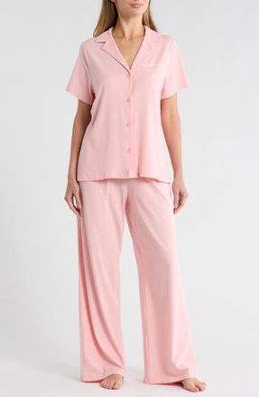 Calvin Klein Notch Collar Knit Pajamas in Powder Pink at Nordstrom Rack, Size X-Large
