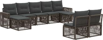 vidaXL Conjunto De Sof&aacute;s De Jard&iacute;n 9 Uds. Gris Y Gris Oscuro Vidaxl