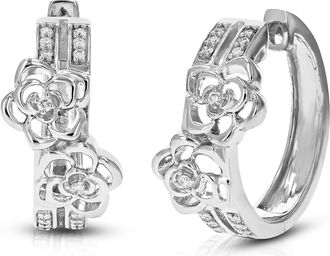 Vir Jewels 1/6 cttw Lab Grown Diamond Hoops Earrings in Sterling Silver With Hidden Post For Women