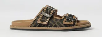 Fendi Sandalo Feel in canvas con monogram FF jacquard e pelle