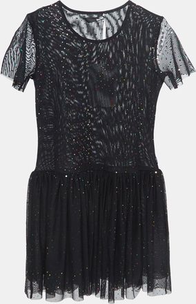Love Moschino Black Dotted Tulle Gathered Mini Dress