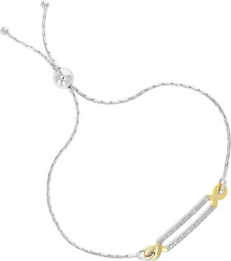 Vir Jewels 1/10 cttw Diamond Bolo Bracelet Yellow Gold Plated over Silver Two Row Style