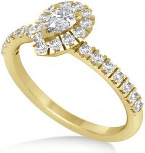 Allurez Pear Moissanite & Diamond Halo Engagement Ring 14k Yellow Gold (0.63ct)
