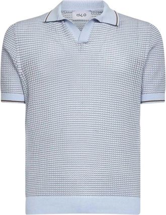 D4.0 Jacquard Polo Shirt - Heren - Polos - Blauw - S - Katoen - Tops