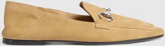 Gucci Womens Jordaan Soft Loafer, Beige, Suede
