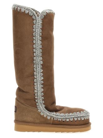 Mou Brown Lamb Leather Over The Womens Knee