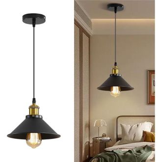 OEM L&aacute;mpara Colgante Industrial De Hierro Forjado Para Isla De Cocina, Decoraci&oacute;n R&uacute;stica, L&aacute;mpara Colgante De Metal Ajustable, L&aacute;mpara De Techo, Negra, 1