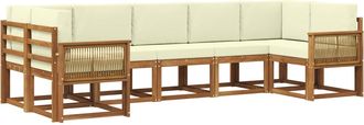 vidaXL Conjunto De Sof&aacute;s De Exterior 7 Uds. Natural Y Crema Vidaxl