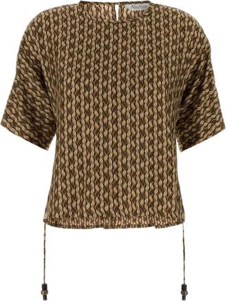 Max Mara Geprinte zijden blouse - Dames - Blouses - Veelkleurig - S - Overhemden
