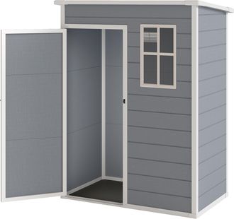 OUTSUNNY Casetta Da Giardino Con Finestra Porta Bloccabile E Presa DAria Grigio