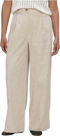 Modstr&ouml;m Broeken, Dames, Beige, S, Linnen, Galemd Linnen Wijde Broek