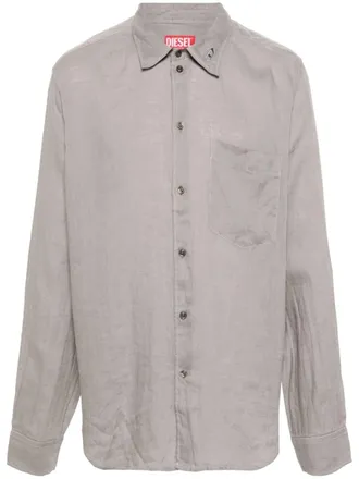 Diesel S-Emil linen shirt - men - Linen/Flax - 50 - Grey