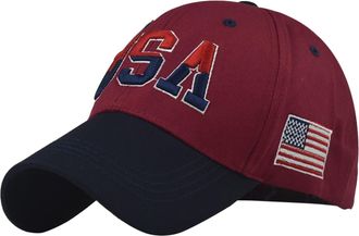 Generic Mens Dad Cap Neutral America Flag Embroidery Caps Hat Visors Work Baseball Cap Men (Wine, One Size)