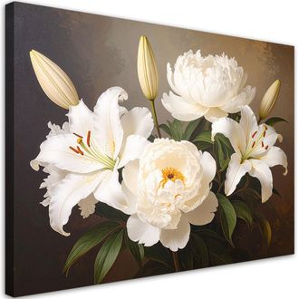 Feeby Impresi&oacute;n De Imagen, Lirios Y Peon&iacute;as Flores Blancas, 120x80