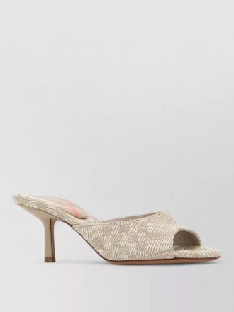 Burberry fabric mules peep toe stiletto heel
