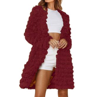 Generic Women Lightweight Jacket Women Lightweight Cardigan Womens 2025 Winter Faux Jackets Fall Fashion Front Long Shaggy Coat Outerwear Knitted Waterfall Wo