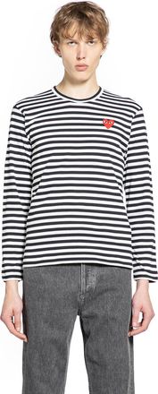 Comme Des Gar&ccedil;ons Heart Striped Cotton Long Sleeve T-Shirt