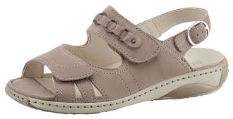 Waldl&auml;ufer Riemchensandale WALDL&Auml;UFER GARDA, Damen, Gr. 8,5 (42,5), beige (sand), Nubukleder, Schuhe Riemchensandale, Sommerschuh, Sandalette, Keilabsatz, mit Dr