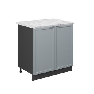 Vicco Armario Bajo Para Fregadero Fame-line, Azul Claro-gris, 80 Cm, Et M&aacute;rmol Vicco