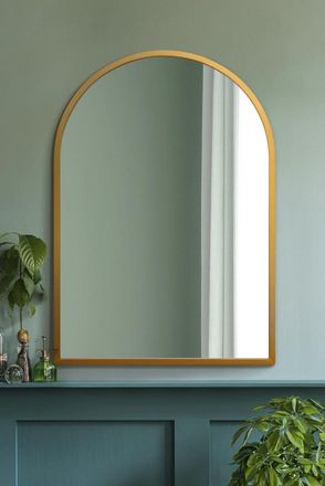 MirrorOutlet Gold Metal Framed Arched Wall Mirror 39 X 27 (100CM X 70CM) | Size: 1 Pack