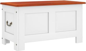 vidaXL Ba&uacute;l De Almacenaje Con Tapa Madera De Acacia Marr&oacute;n Y Blanco Vidaxl