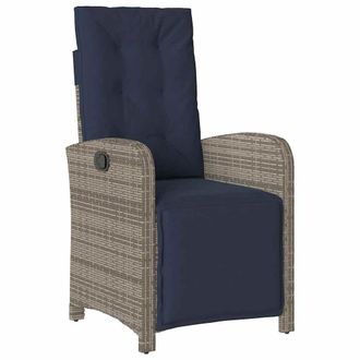 vidaXL Sill&oacute;n Reclinable De Jard&iacute;n Con Reposapi&eacute;s Rat&aacute;n Sint&eacute;tico Gris Vidaxl