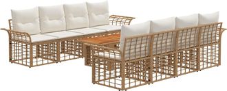 vidaXL Conjunto De Sof&aacute;s De Jard&iacute;n 9 Uds. Natural Y Crema Vidaxl
