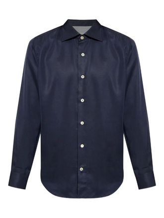 Eleventy long-sleeve button-up shirt - men - TENCEL Lyocell (LENZING) - 39 - Blue