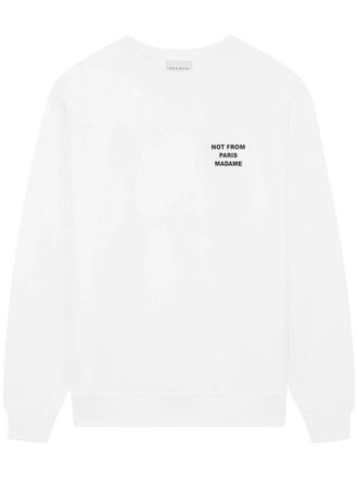 Dr&ocirc;le de Monsieur White Sweatshirt with Bold Slogan Detail