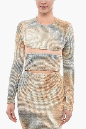 Off-white Long-Sleeve Elasticated Top SMOCK With Cutout size 40