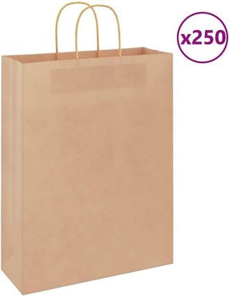 vidaXL Bolsas De Papel Con Asas 250 Uds Marr&oacute;n 32x12x42 Cm Vidaxl