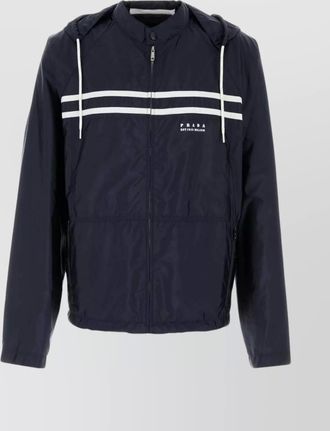 Prada nylon jacket with hood and elasticized cuffs