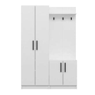 MondoViro Perchero Blanco con 4 Puertas, 120x37x180 cm