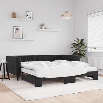 vidaXL Vidaxl - Sof&aacute; Cama Nido Con Colch&oacute;n Terciopelo Negro 100x200 Cm