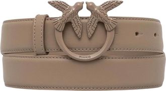 Pinko Love Berry H3 Belt - Dames - Riemen - Beige - XS - Leer - Accessoires