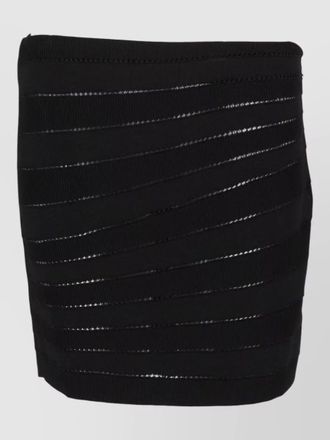 Balmain mini skirt sheer panels horizontal stripes