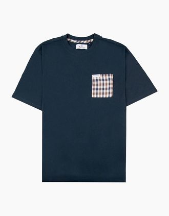 Aquascutum Mens Aquascutum Club Check Pocket T Shirt Navy 11 - Black - Size: 44