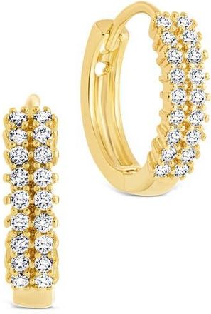 Sterling Forever Ximena Cubic Zirconia Pav&eacute; Hoop Earrings in Gold at Nordstrom Rack