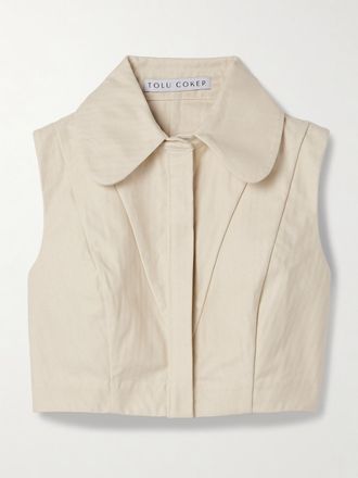 Tolu Coker Crop Top In Cotone A Spina Di Pesce - Neutri