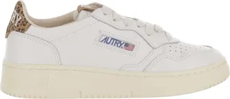 Autry Low-Top Leather Sneakers with Suede Heel Tab and Logo Accents