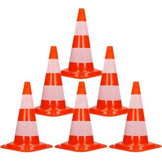 ECD Germany 6x Cono Segnaletico Spartitraffico Pilone Traffico Stradale 47 cm Arancione-Bianco Piloni Strisce Riflettenti Avvertimento di Traffico Cono di