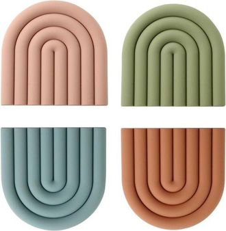OEM Posavasos De Silicona - De Colores - Resistentes Al Calor Y Antideslizantes - Juego De 4 - 10 X 10 Cm
