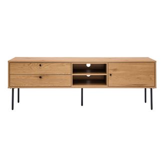 Miliboo Miliboo - Mueble Tv Acabado Roble Claro Y Patas De Metal Negro 160 Cm Pernelle