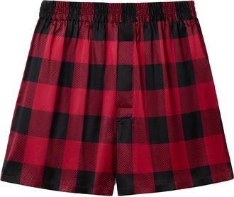 LilySilk Mens Silk Boxer Shorts Relaxed Fit Briefs with Hidden Placket Button Fly and Elastic Waist Checkered Pattern Underwear for Everyday Wear(Red Tartan Ch