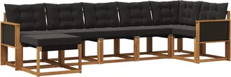 vidaXL Conjunto De Sof&aacute;s De Exterior 7 Uds. Natural Y Negro Vidaxl